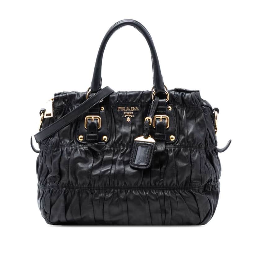 Prada Nappa Gaufre Satchel Black Leather Good condition - Front View