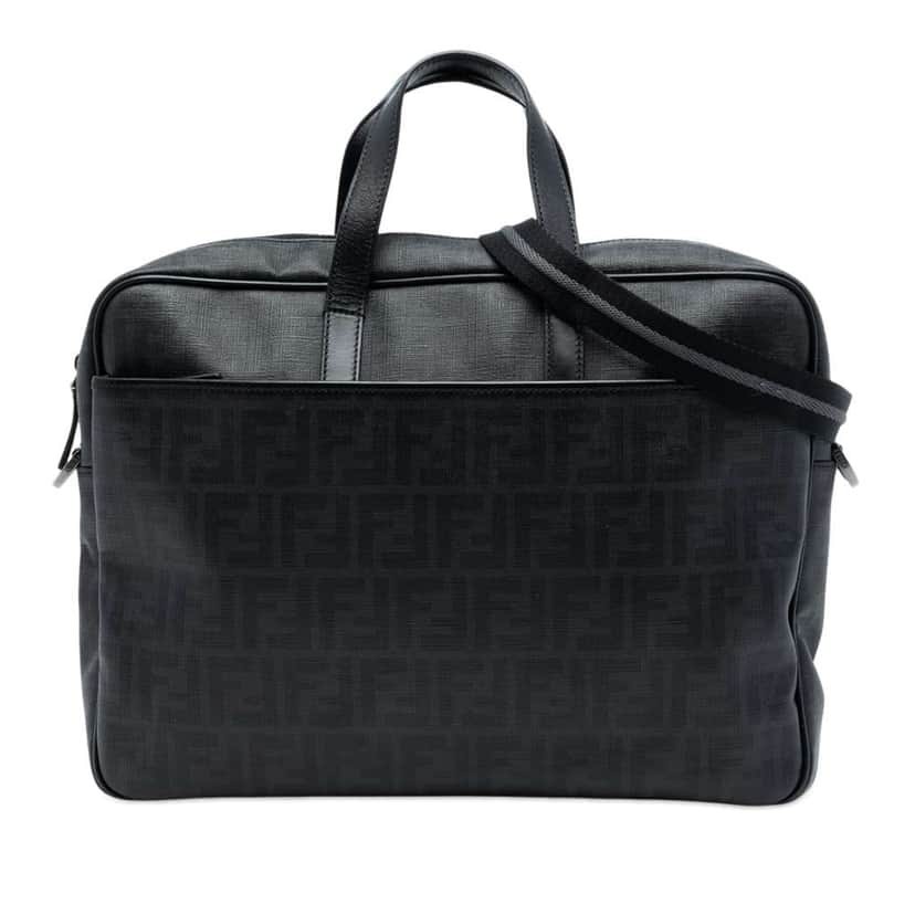 Fendi Zucca Coated Canvas Business Bag Black Canvas Good condition - Front View