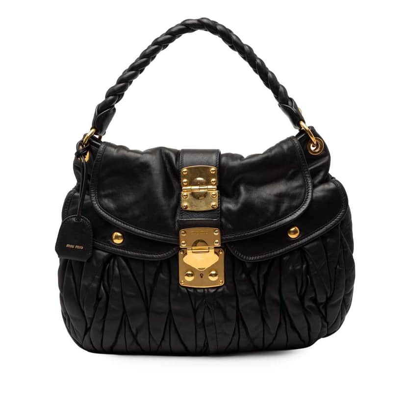 Miu Miu Matelasse Nappa Coffer Satchel Black Leather Good condition - Front View