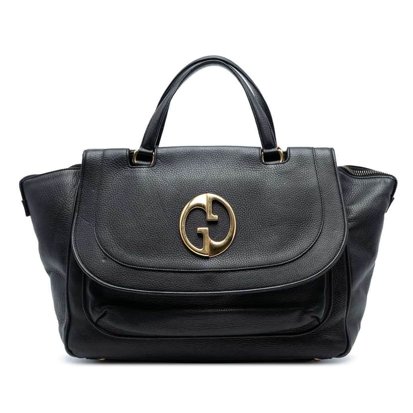 Gucci Medium Leather 1973 Handbag Black Leather Good condition - Front View