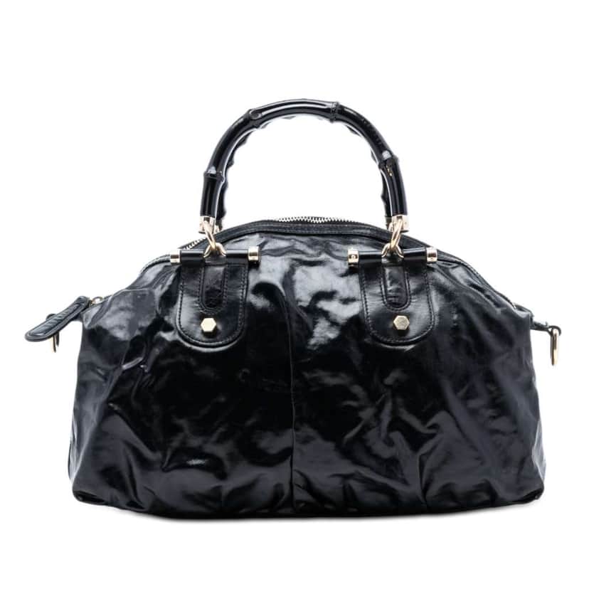Gucci Coated Canvas Bamboo Dialux Pop Satchel Black Canvas Very good condition - Front View
