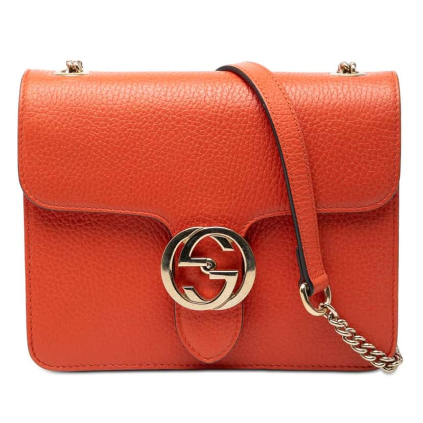 Gucci Small Dollar Calfskin Interlocking G Crossbody Orange Leather Very good condition - Front View