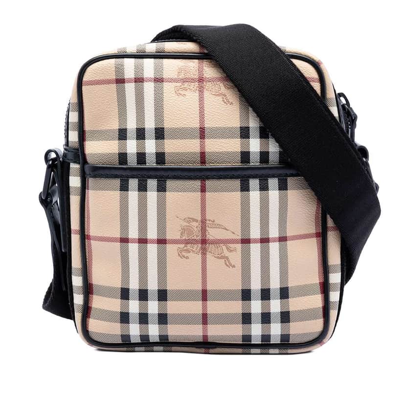 Burberry Haymarket Check Coated Canvas Crossbody Brown Canvas Good condition - Front View