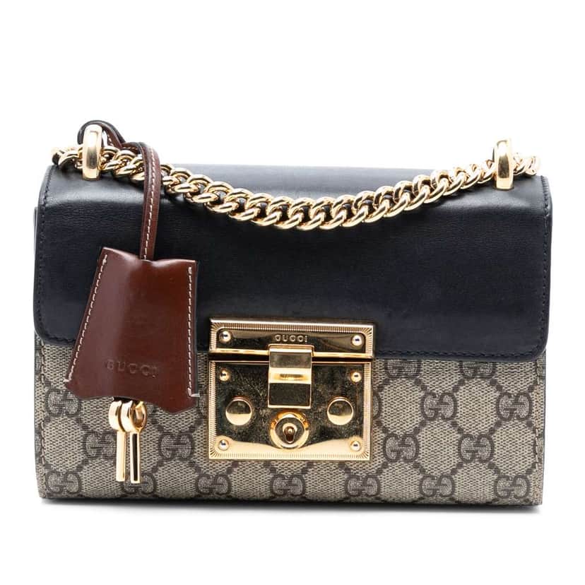Gucci Small GG Supreme Padlock Crossbody Brown Canvas Good condition - Front View