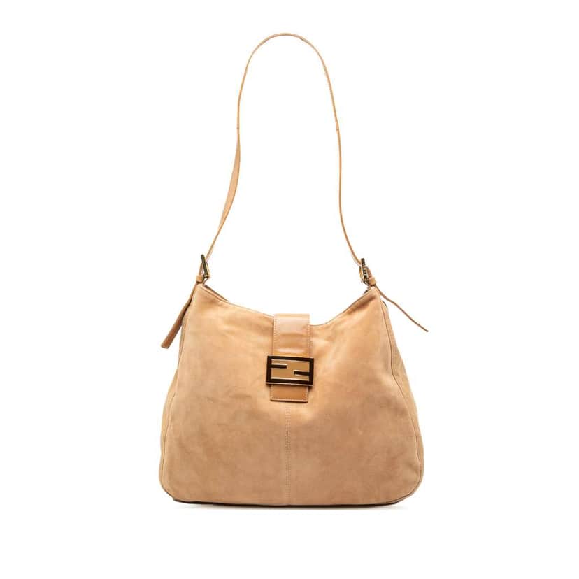 Fendi Suede FF Shoulder Bag Brown Leather Good condition - Front View