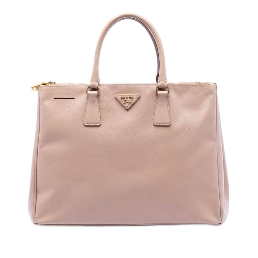 Prada Large Saffiano Lux Galleria Double Zip Satchel Brown Leather Very good condition - Front View