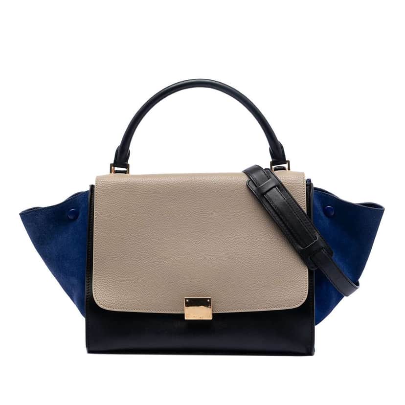 Celine Medium Tricolor Leather Trapeze Satchel Black Leather Good condition - Front View