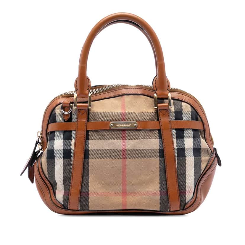 Burberry Small Leather Trimmed House Check Canvas Bridle Orchard Satchel Brown Canvas Very good condition - Front View