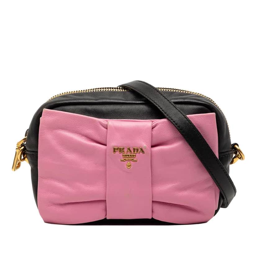 Prada Nappa Fiocco Bow Crossbody Black Leather Very good condition - Front View