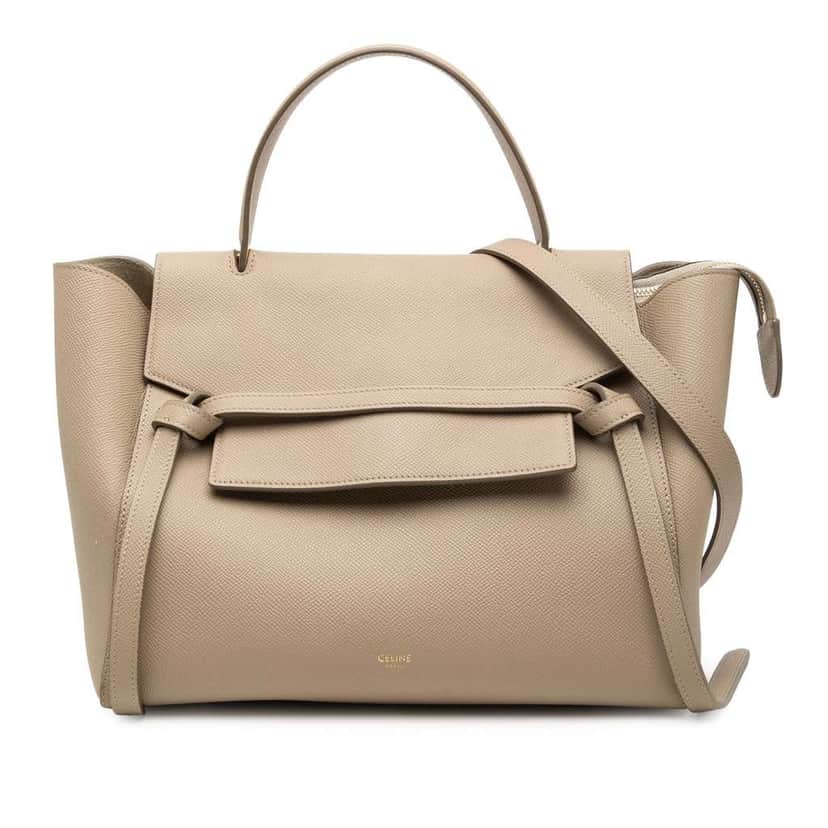 Celine Mini Grained Calfskin Belt Bag Brown Leather Good condition - Front View