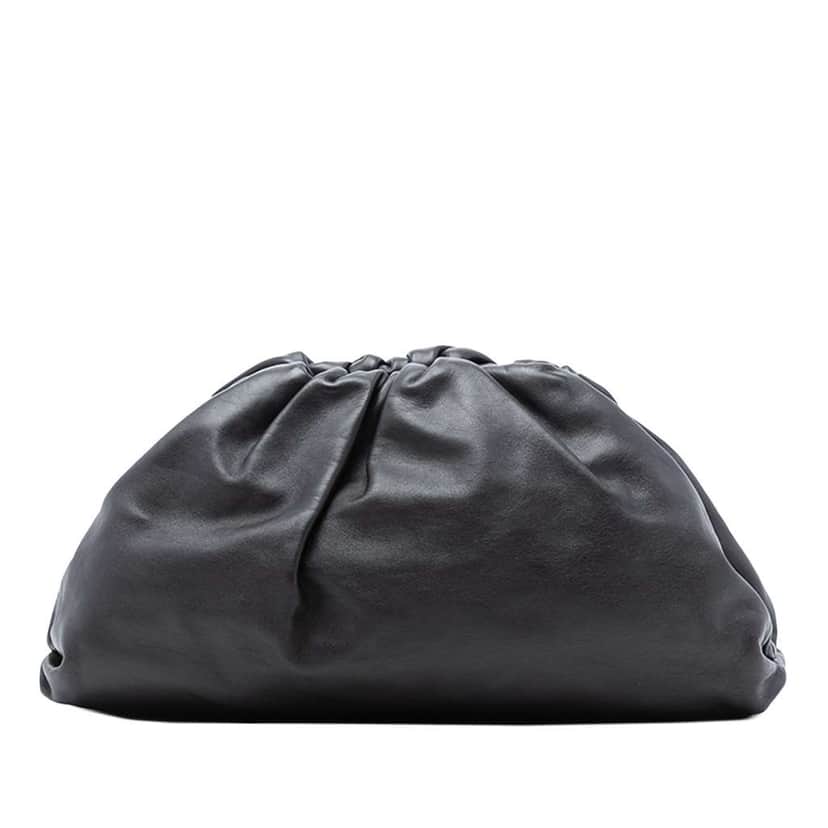 Bottega Veneta Lambskin The Pouch Black Leather Good condition - Front View