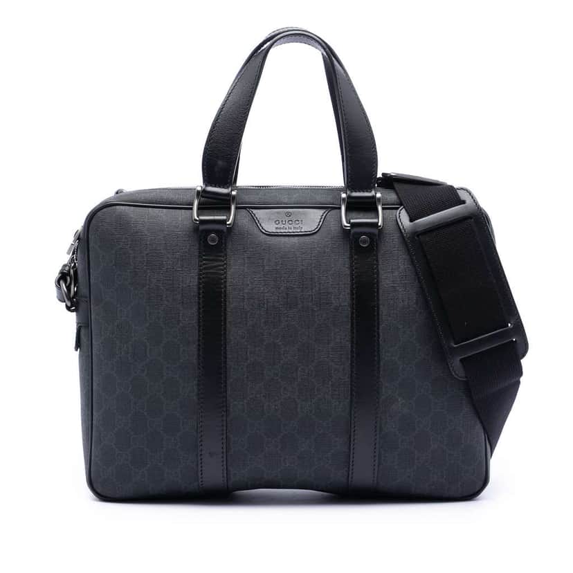 Gucci GG Supreme Briefcase Black Canvas Good condition - Front View