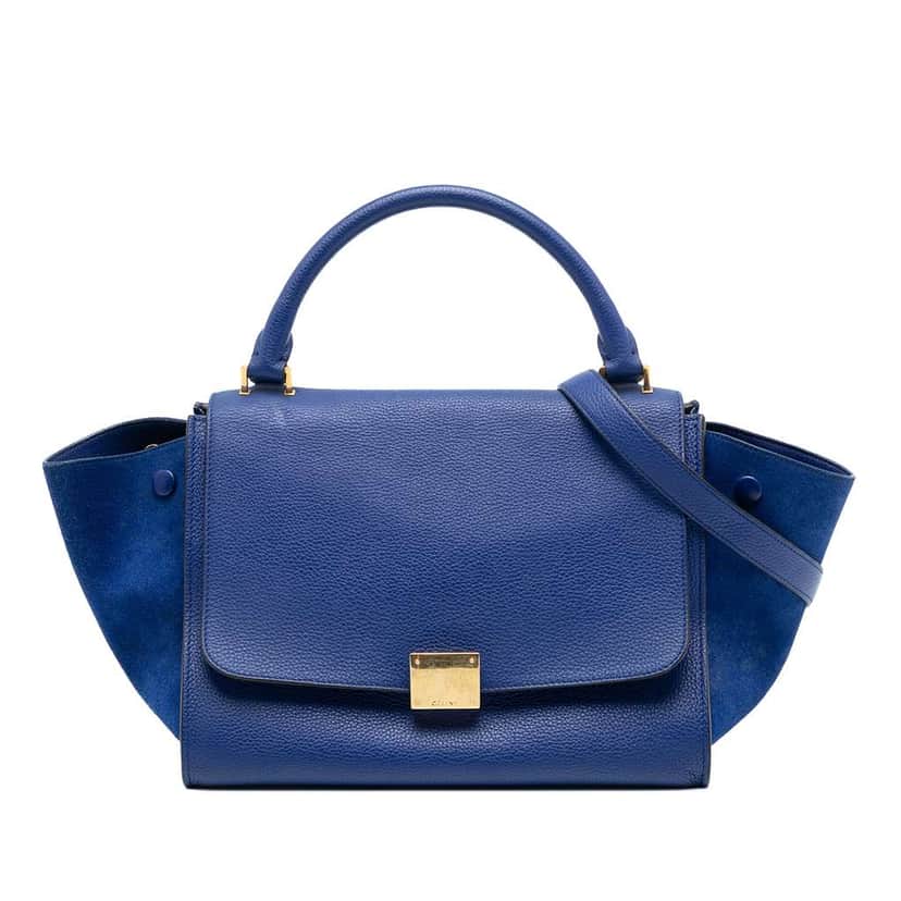 Celine Small Leather Trapeze Satchel Blue Leather Very good condition - Front View