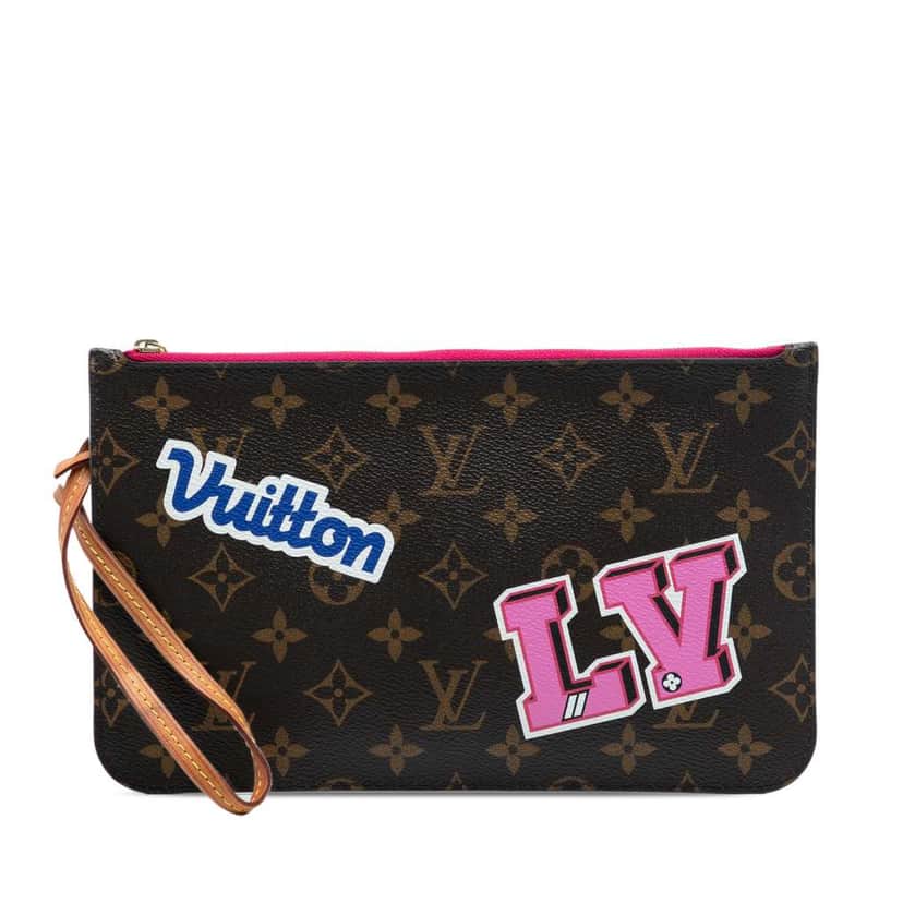 Louis Vuitton Monogram Patches Neverfull MM Pouch Brown Good condition - Front View
