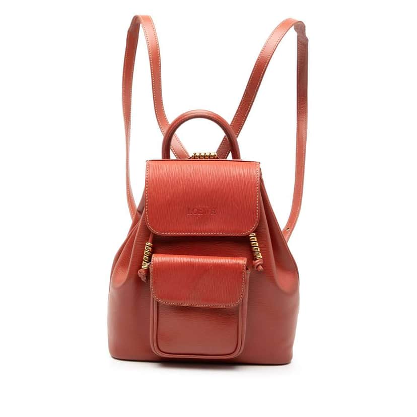 Loewe Leather Velazquez Twist Backpack Red Leather Good condition - Front View