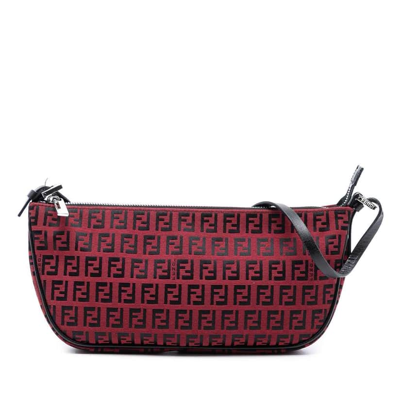 Fendi Zucchino Canvas Pochette Red Canvas Very good condition - Front View