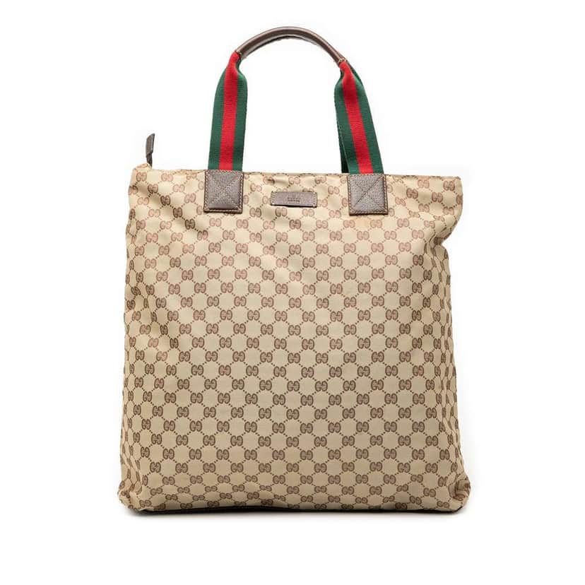 Gucci GG Canvas Web Tote Brown Canvas Very good condition - Front View