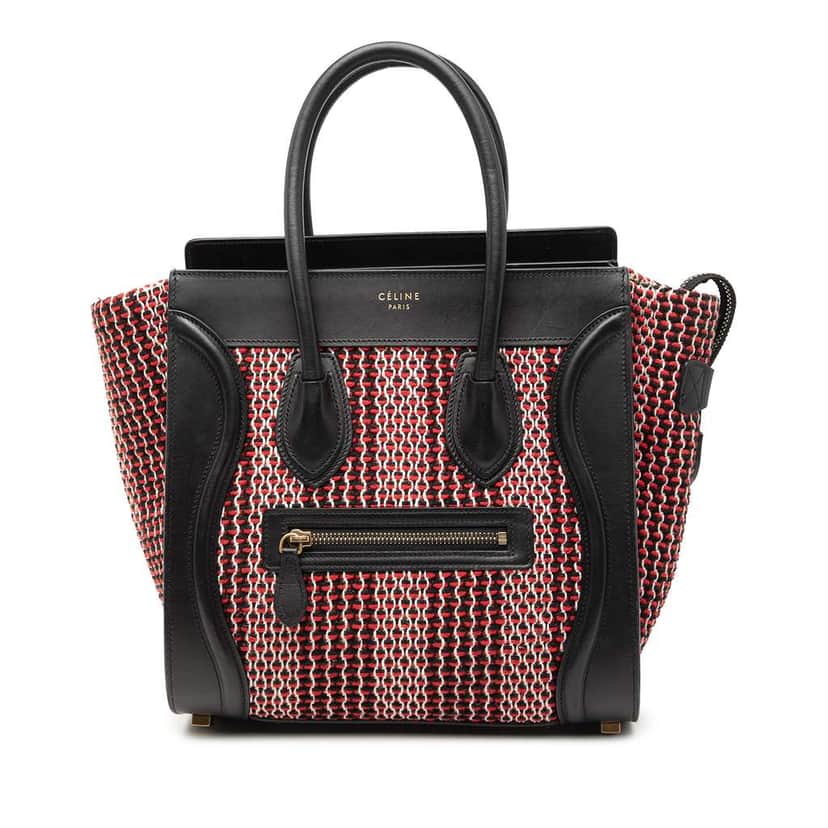 Celine Micro Tweed Luggage Tote Black Tweed Good condition - Front View