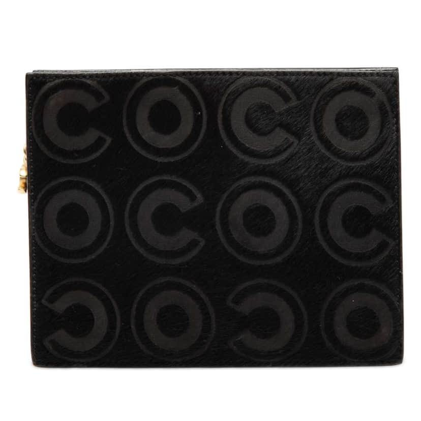 Chanel Coco Pony Hair Clutch Black Very good condition - Front View