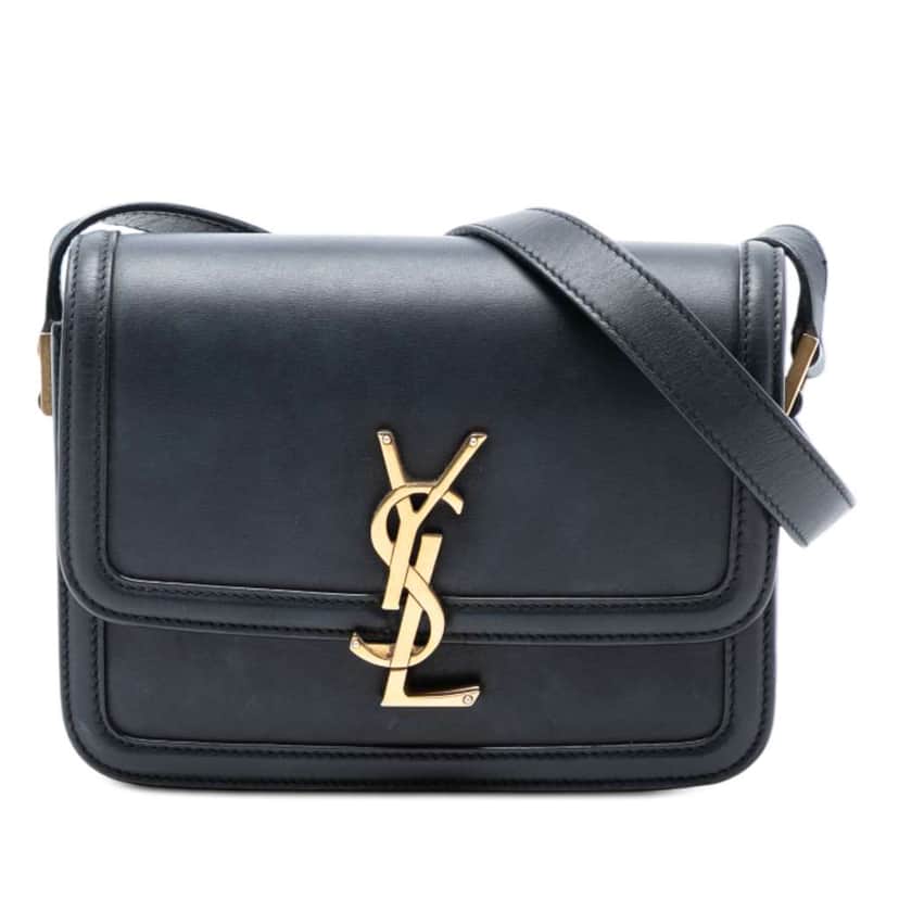 Saint Laurent Small Calfskin Solferino Satchel In Box Black Leather Very good condition - Front View