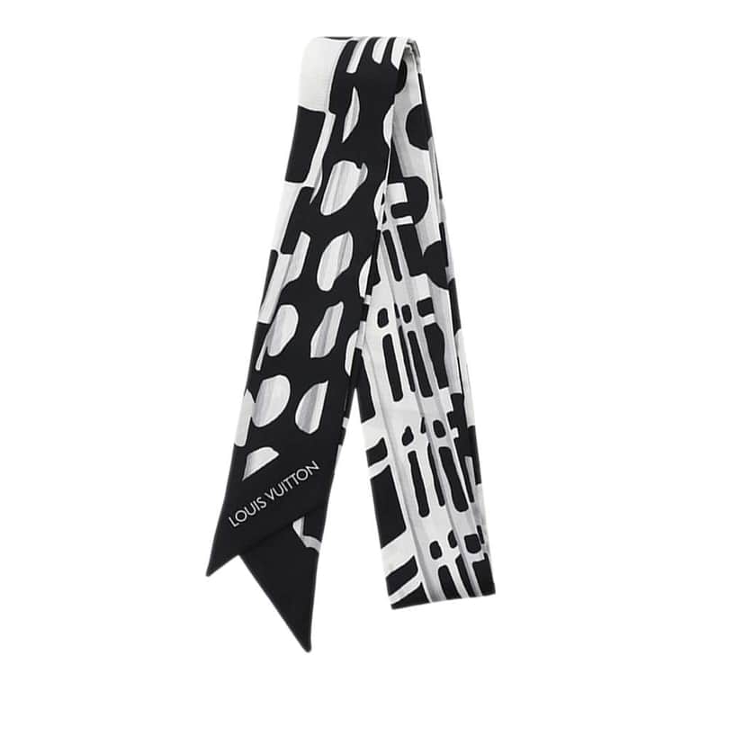 Louis Vuitton Printed Bandeau Silk Scarf Black Silk Very good condition - Front View