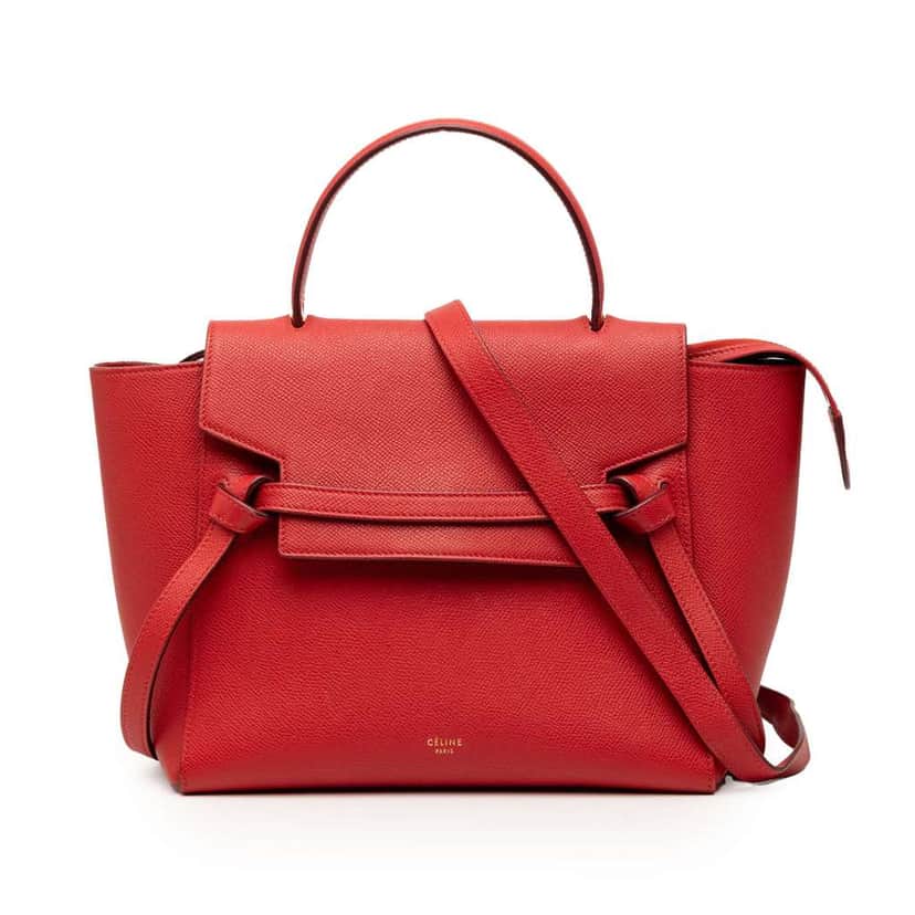 Celine Micro Grained Calfskin Belt Bag Red Leather Very good condition - Front View