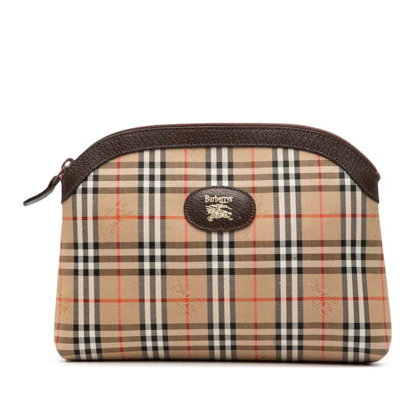 Burberry Haymarket Check Canvas Clutch Brown Canvas Very good condition - Front View