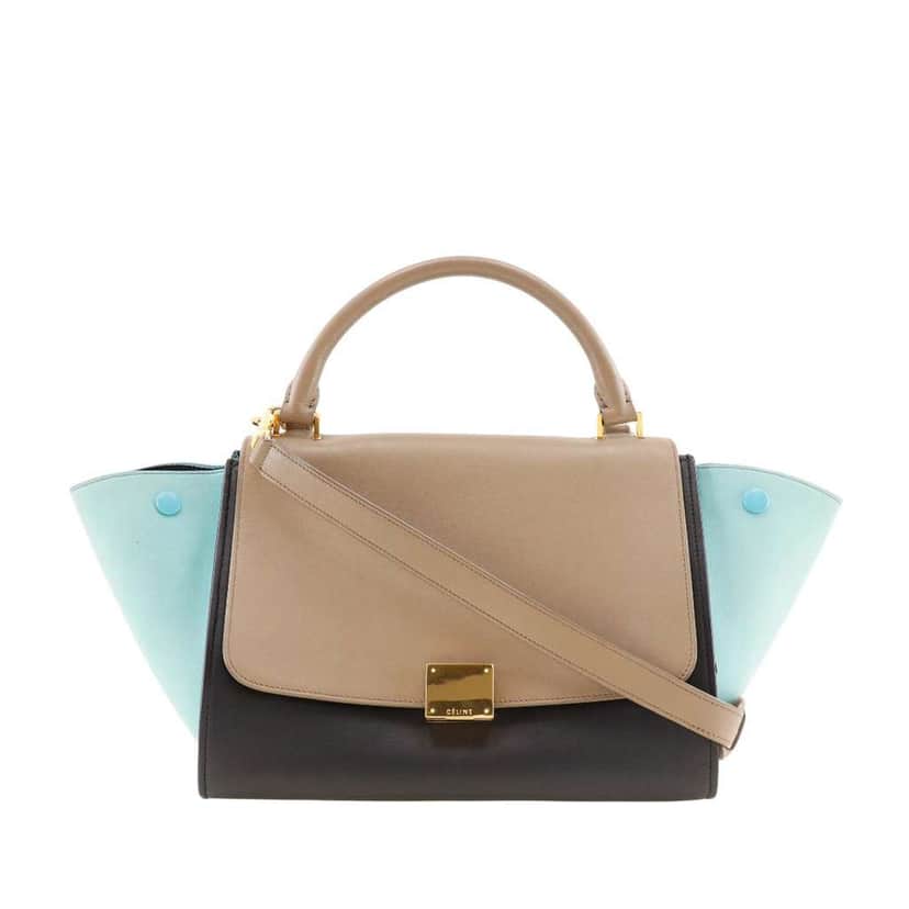 Celine Small Tricolor Leather Trapeze Satchel Black Leather Very good condition - Front View