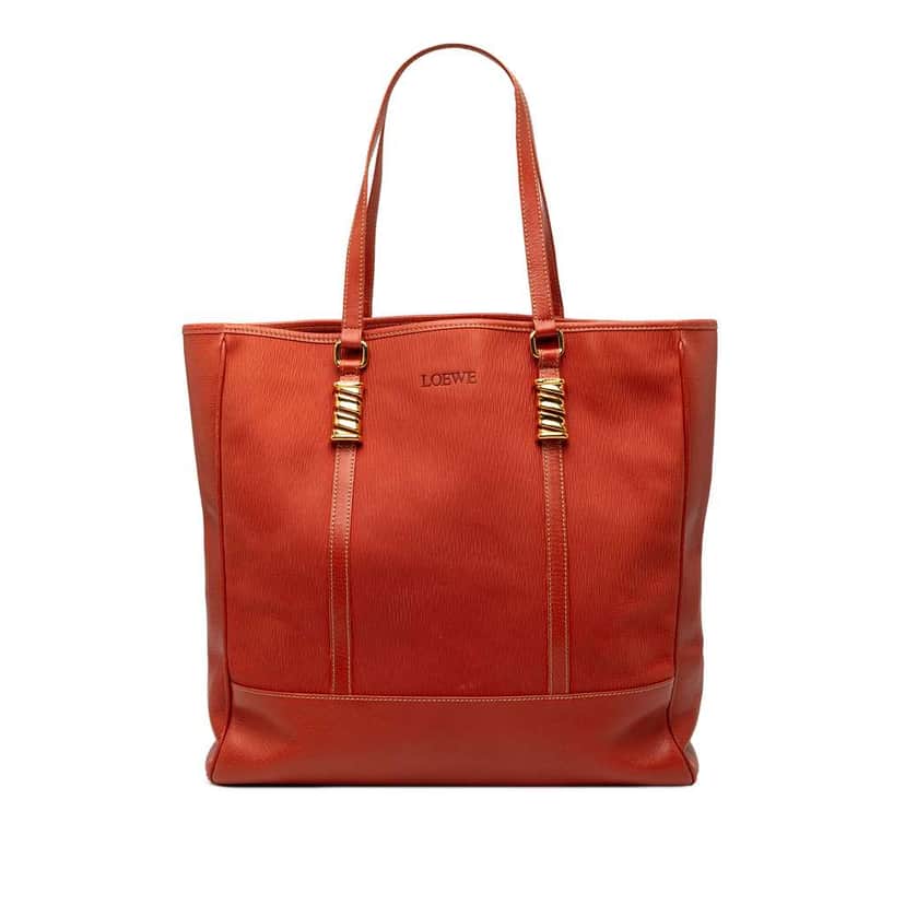 Loewe Leather Velazquez Twist Tote Orange Leather Very good condition - Front View