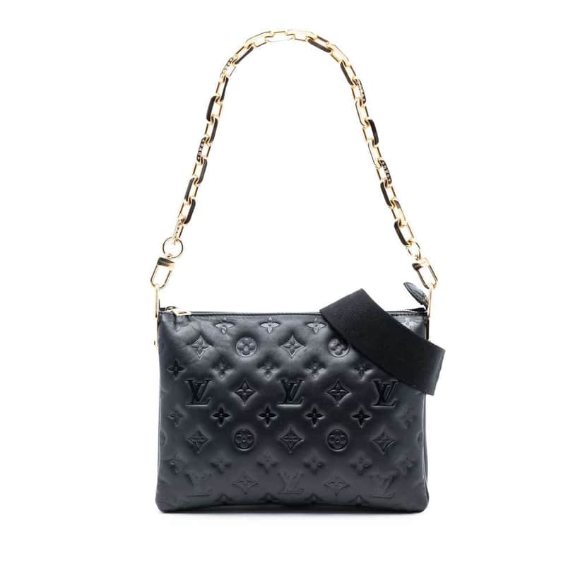 Louis Vuitton Monogram Embossed Puffy Lambskin Coussin PM Black Leather Very good condition - Front View