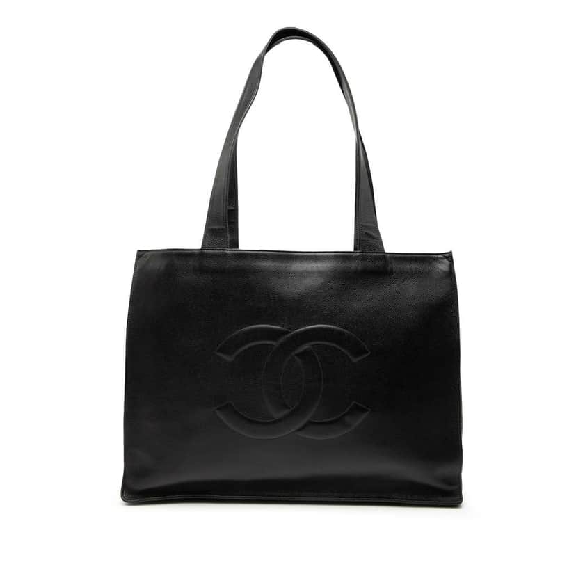Chanel CC Caviar Tote Black Leather Good condition - Front View