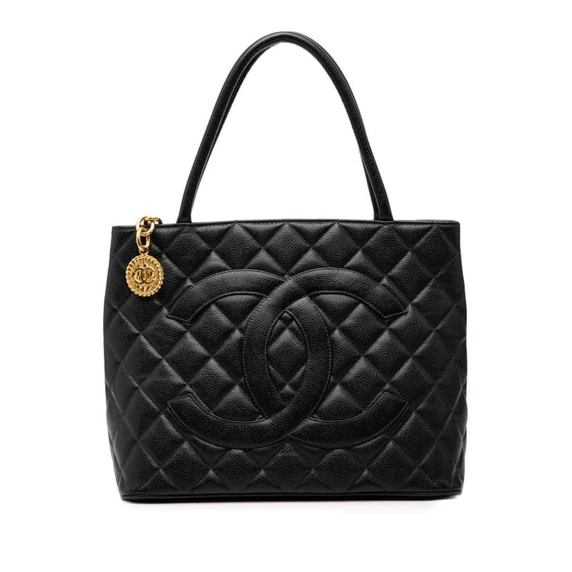 Chanel Caviar Medallion Tote Black Leather Good condition - Front View