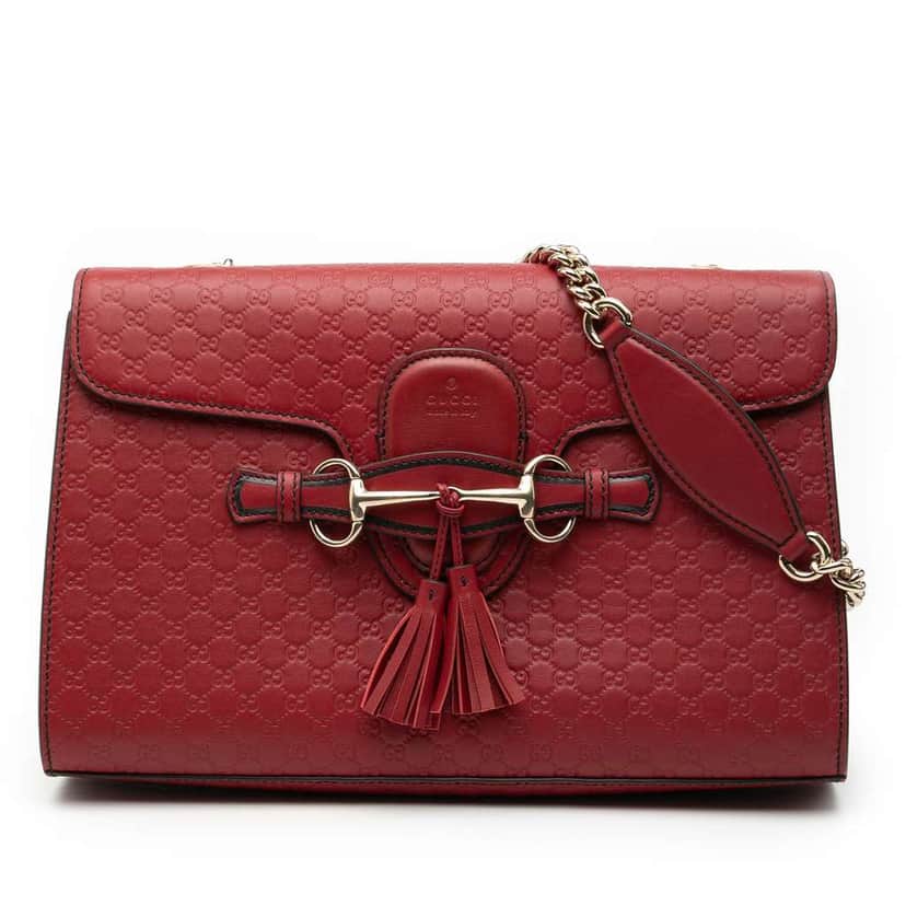 Gucci Medium Microguccissima Emily Shoulder Bag Red Leather Good condition - Front View