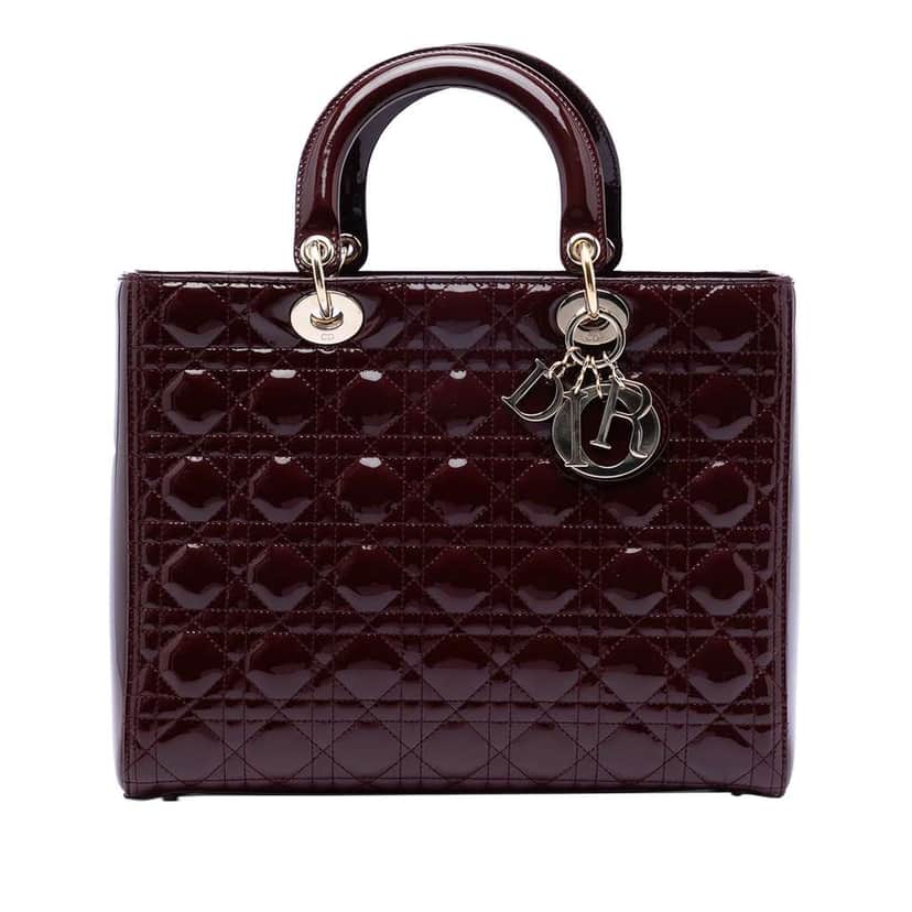 Dior Large Patent Cannage Lady Dior Red Leather Good condition - Front View