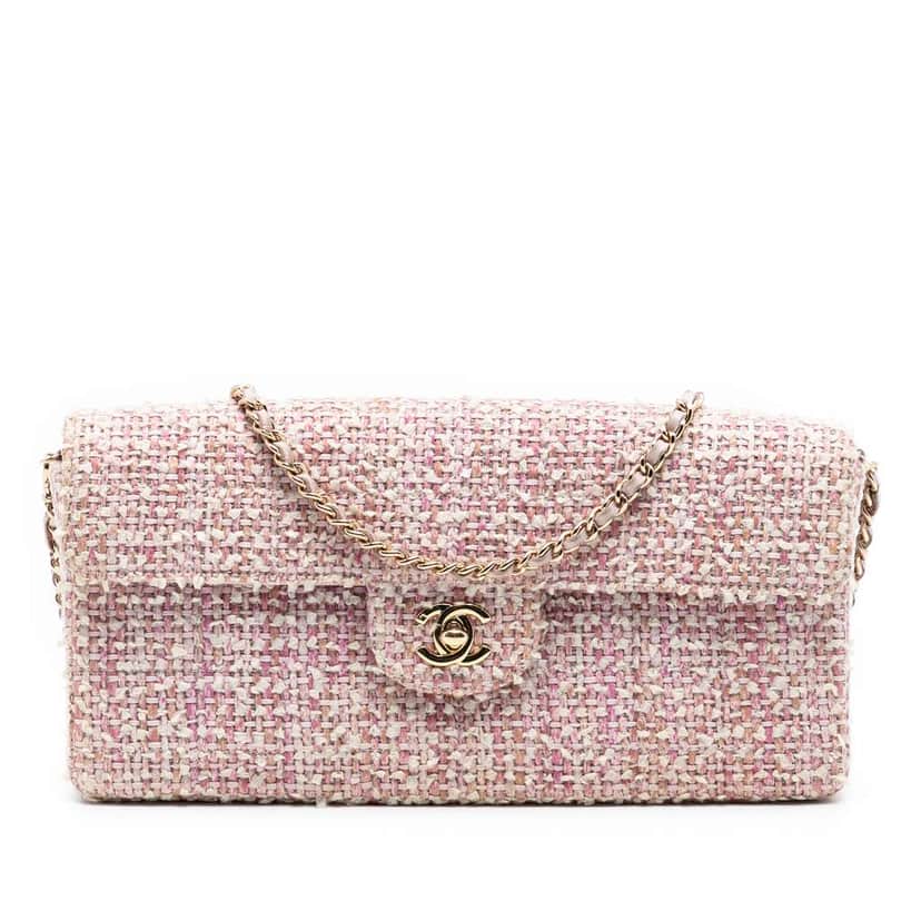 Chanel CC Tweed East West Flap Pink Tweed Good condition - Front View