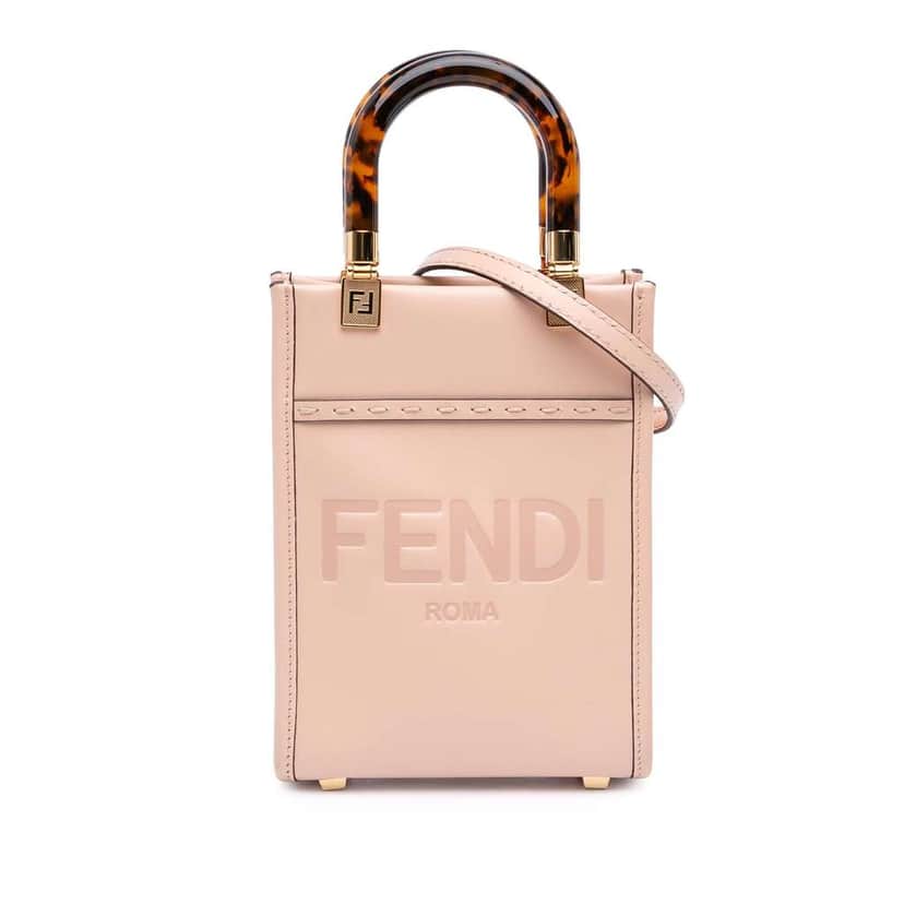 Fendi Mini Leather Sunshine Shopper Tote Pink Leather Very good condition - Front View