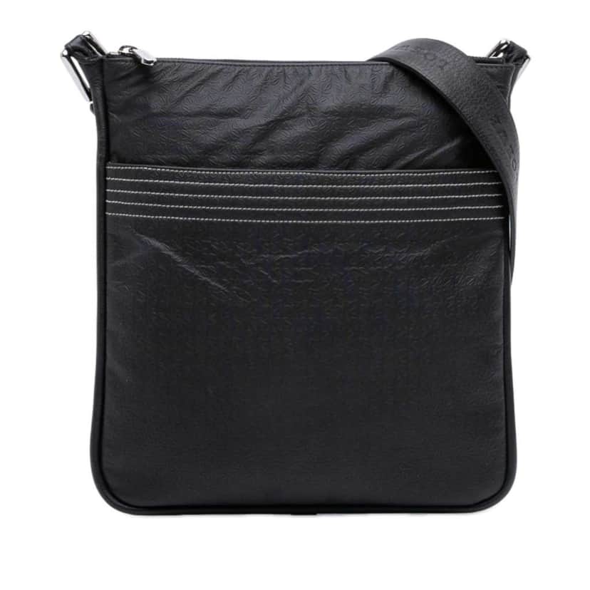 Loewe Embossed Anagram Coated Canvas Repeat Crossbody Black Canvas Very good condition - Front View