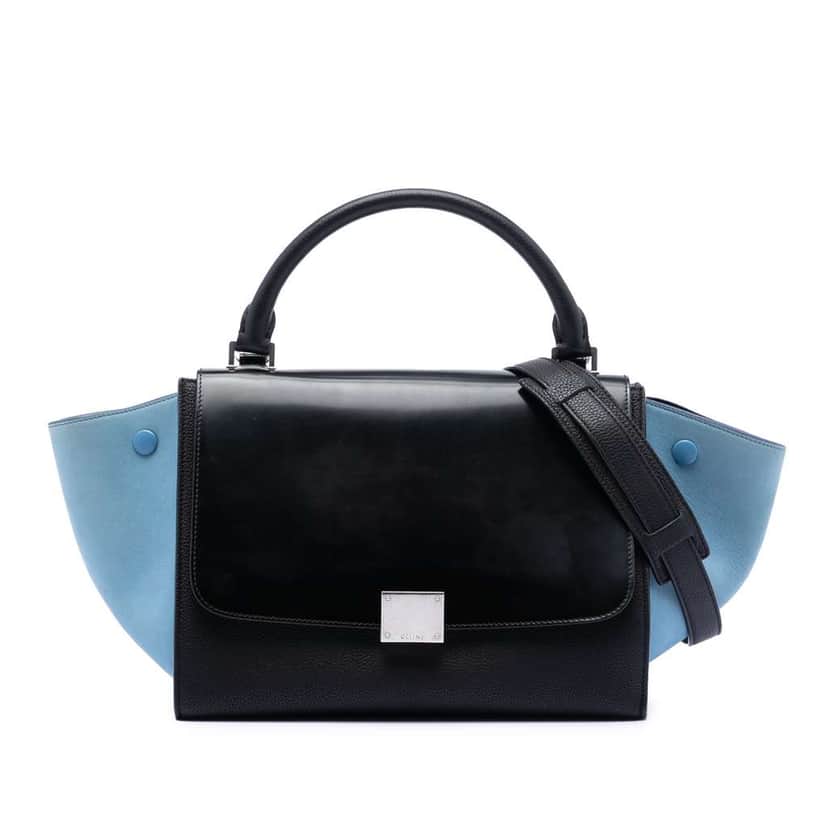 Celine Small Bicolor Leather Trapeze Satchel Black Leather Good condition - Front View