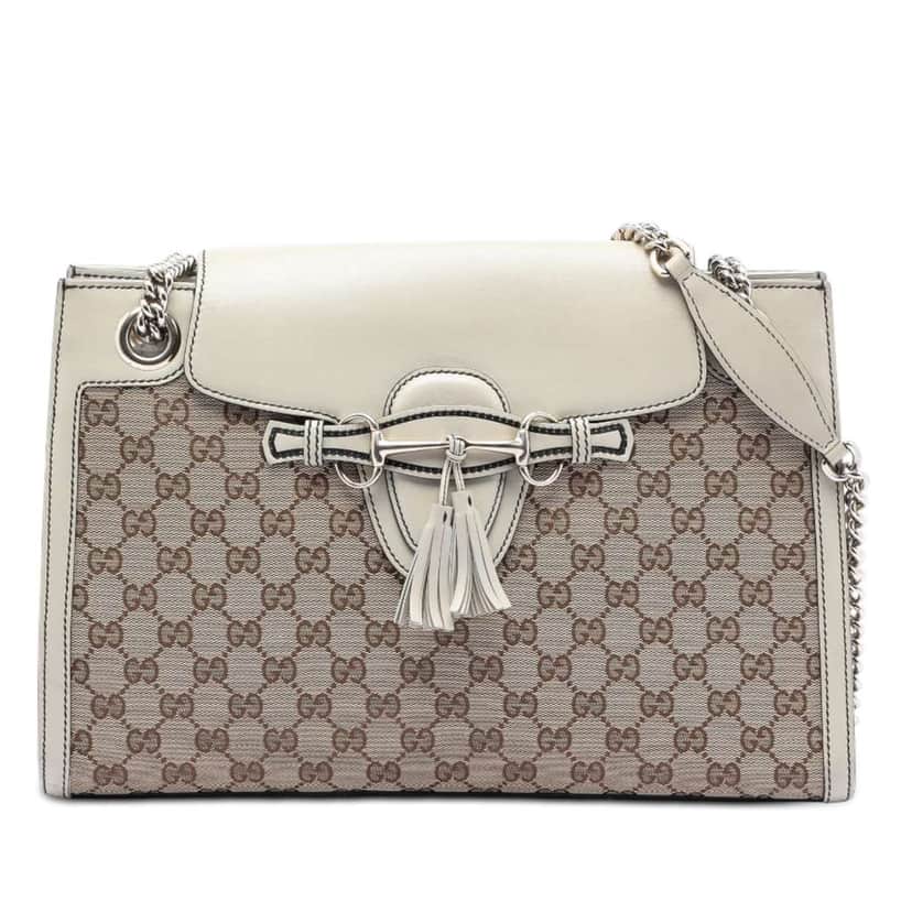Gucci Large GG Canvas Emily Shoulder Bag Brown Canvas Good condition - Front View