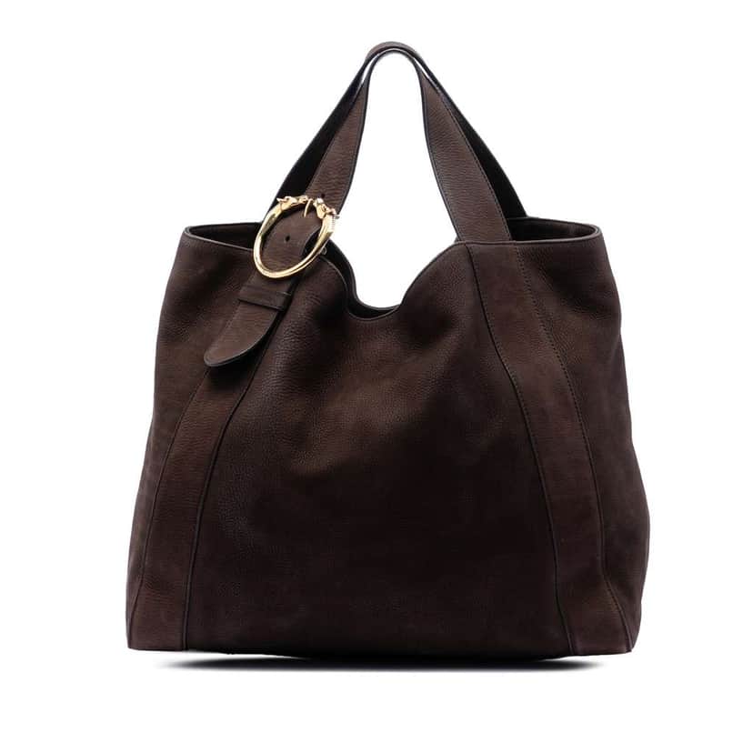 Gucci Large Nubuck Ribot Horse Head Tote Brown Leather Good condition - Front View