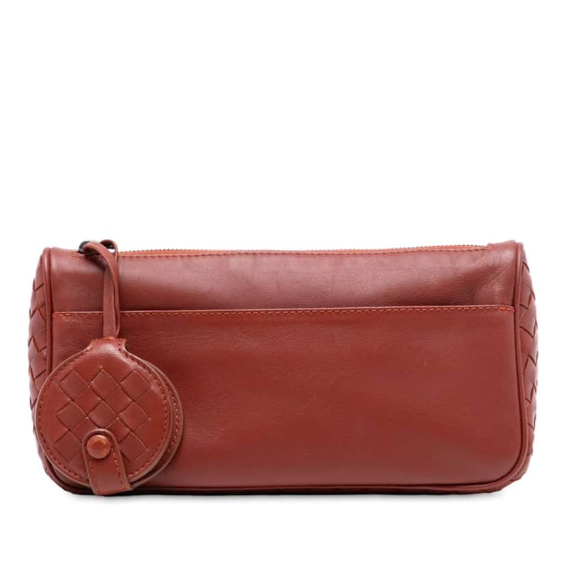 Bottega Veneta Nappa Intrecciato Pouch Brown Leather Very good condition - Front View