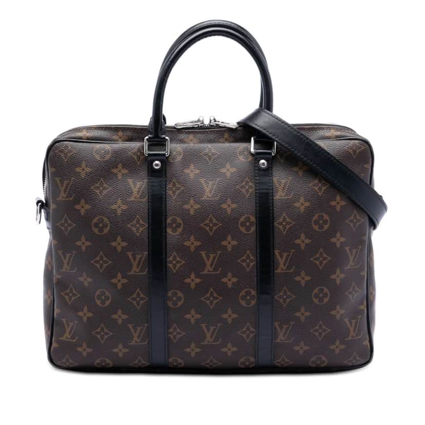 Louis Vuitton Monogram Macassar Porte Documents Voyage Brown Good condition - Front View