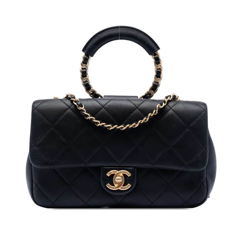Chanel Medium Lambskin In the Loop Flap Black Leather Good condition - Front View