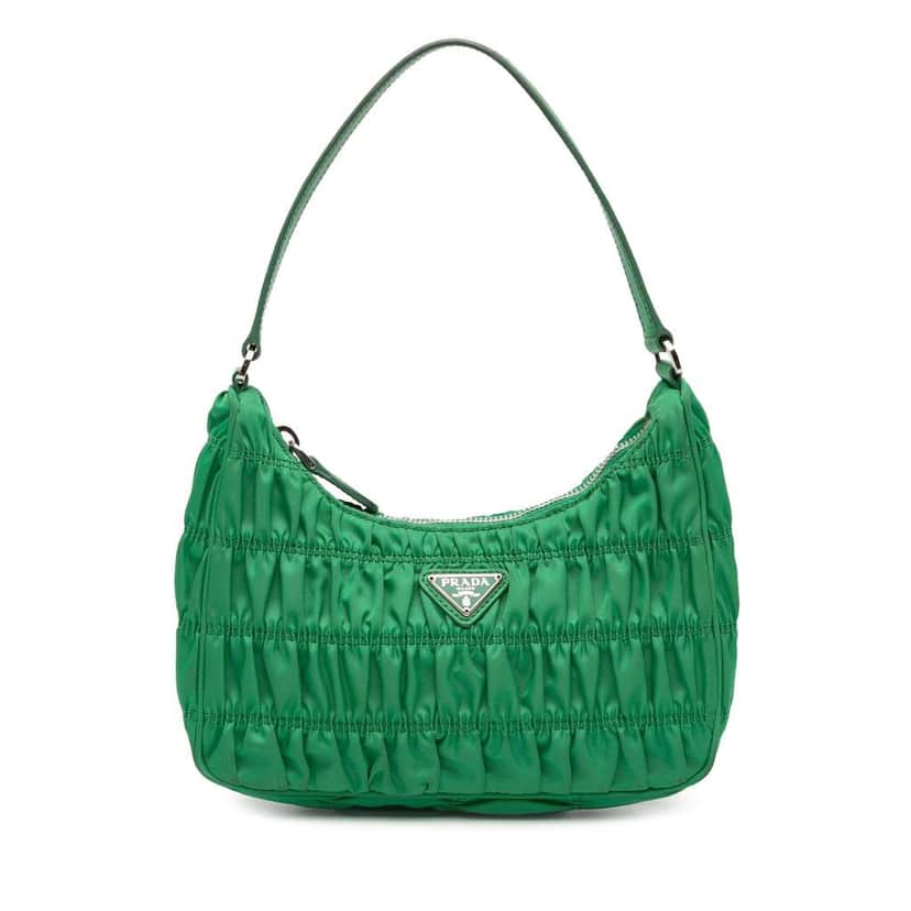 Prada Tessuto Gaufre Re Edition Shoulder Bag Green Very good condition - Front View
