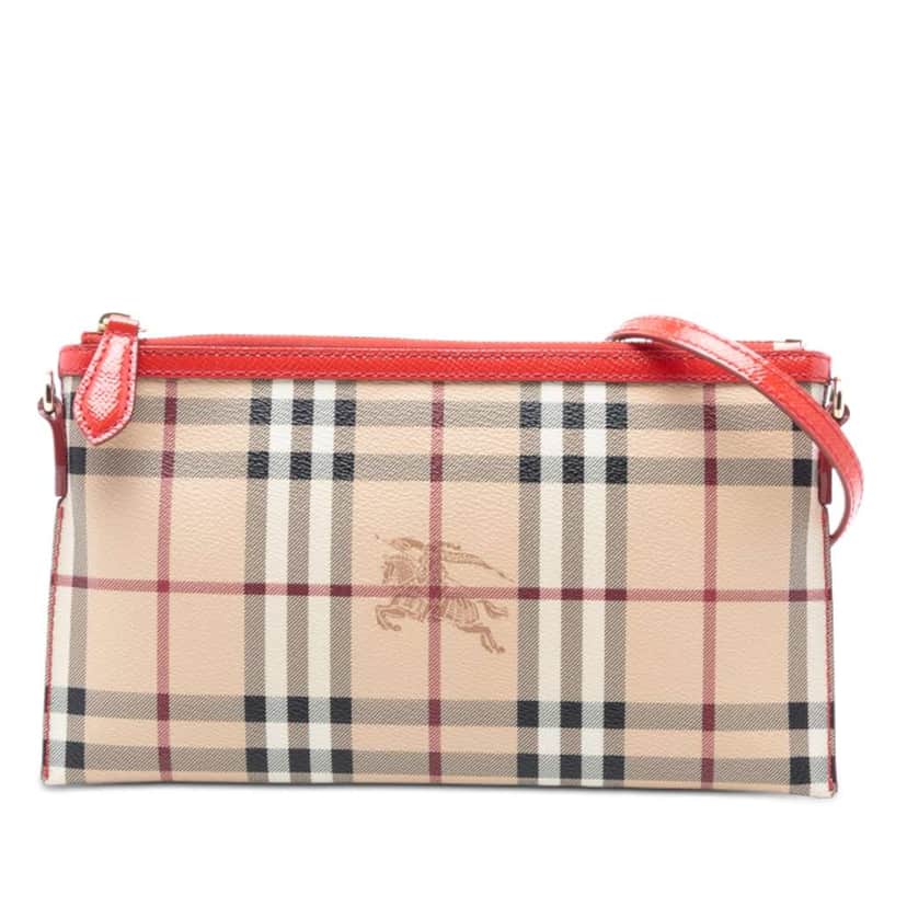 Burberry Haymarket Check Coated Canvas Peyton Crossbody Brown Canvas Very good condition - Front View