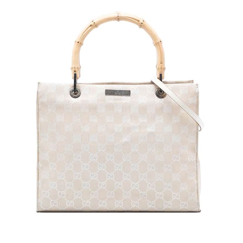 Gucci GG Canvas Bamboo Satchel Brown Canvas Very good condition - Front View