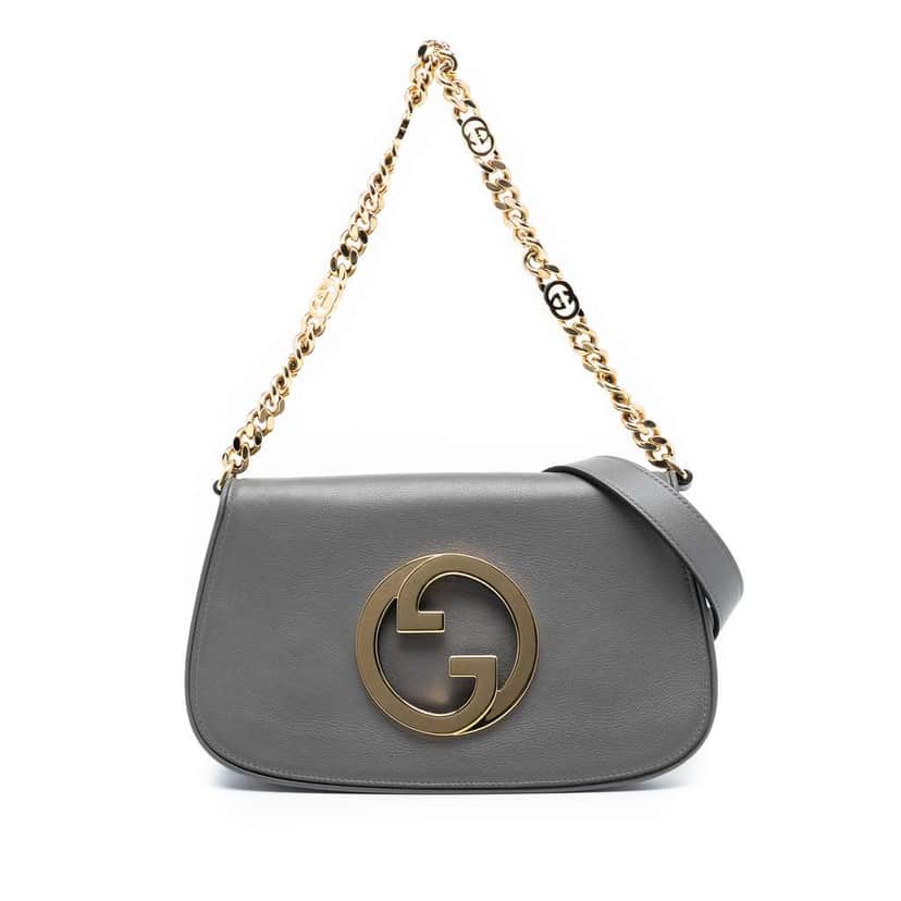 Gucci Small Calfskin Blondie Chain Satchel Grey Leather Very good condition - Front View