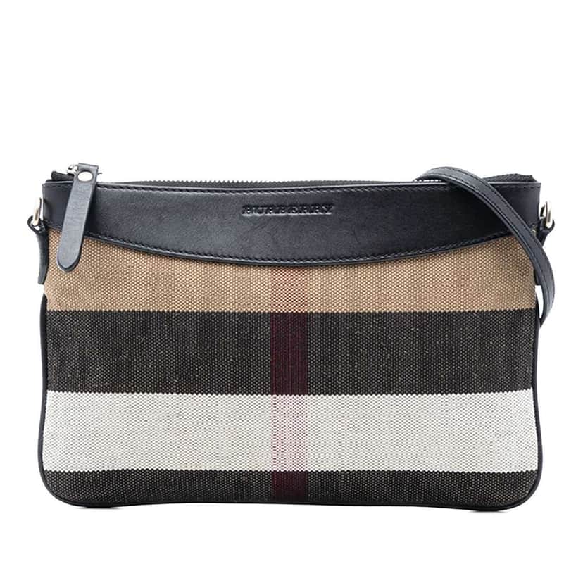 Burberry Mega Check Canvas Peyton Crossbody Brown Canvas Very good condition - Front View