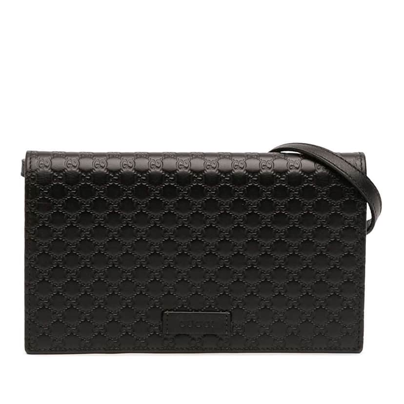 Gucci Microguccissima Wallet on Strap Black Leather Very good condition - Front View