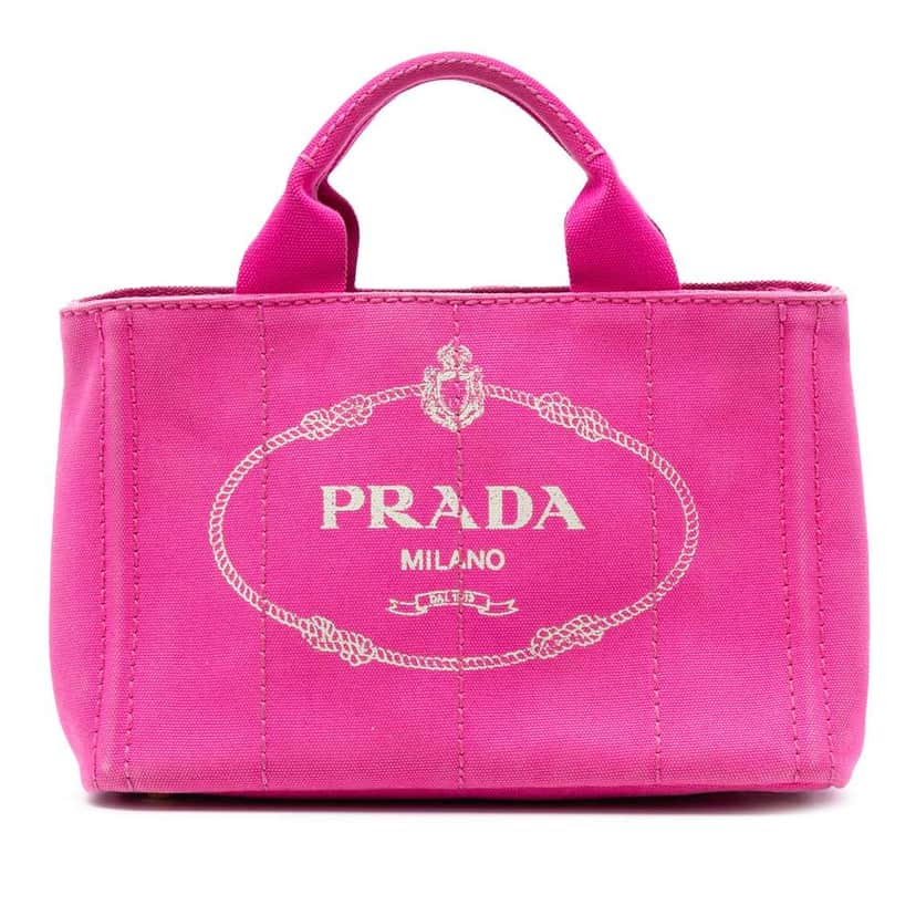 Prada Small Canvas Canapa Logo Satchel Pink Canvas Very good condition - Front View